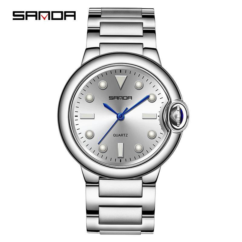 SANDA Casal Tendência Cool Masculino e Feminino Grande Mostrador À Prova D'água Relógios de Quartzo Moda Personalidade Bola Azul Relógios Masculinos