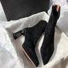 Spring and Autumn Fashion Solid Color High Heels Thin Boots Thick Heels Pointed Women's Boots Back Zipper Short Boots