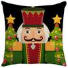 New Christmas Nutcracker Pillow Linen Print Reversible Living Room Sofa Bedroom Cushion Cushion Cover