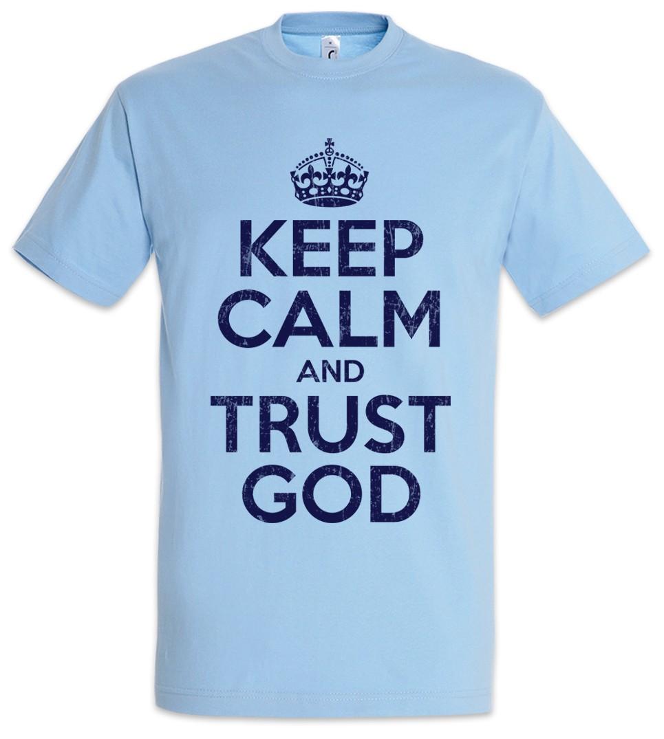 Keep Calm And Trust God Mens T-Shirt Mens Womens Tees Top Jesus God Christ Faith Church Love XL