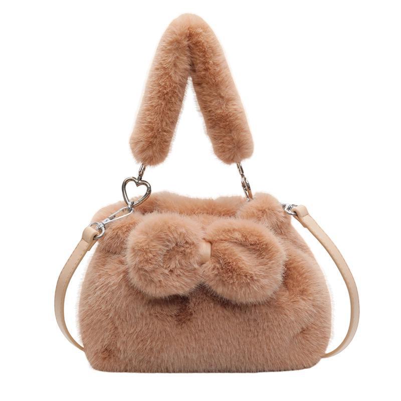 Women's High-End 2025 Plush Shoulder and Messenger Bag - Versatile Autumn/Winter Bucket Bag