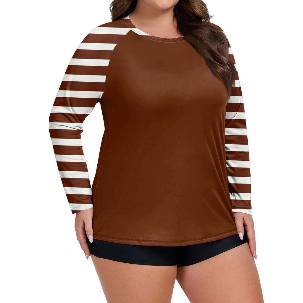 Dámské tištěné plavky s dlouhým rukávem ve velkých velikostech, sluneční bunda, rychleschnoucí turistický top