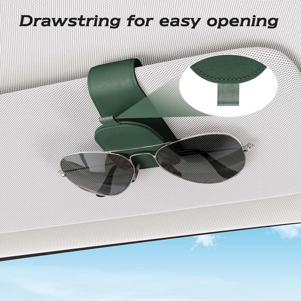 Sotfamily Sunglass Holder For Car Visor, Suede Cloth Magnetic Sunglass Organizer For Car Accessories, 2 Packs, Grass Green
