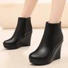 8cm 10cm Small Size 33-41 Comfortable Fall Winter Genuine Leather Boots Platform Wedges Shoes 2025 High Heels Ankle Botas Office