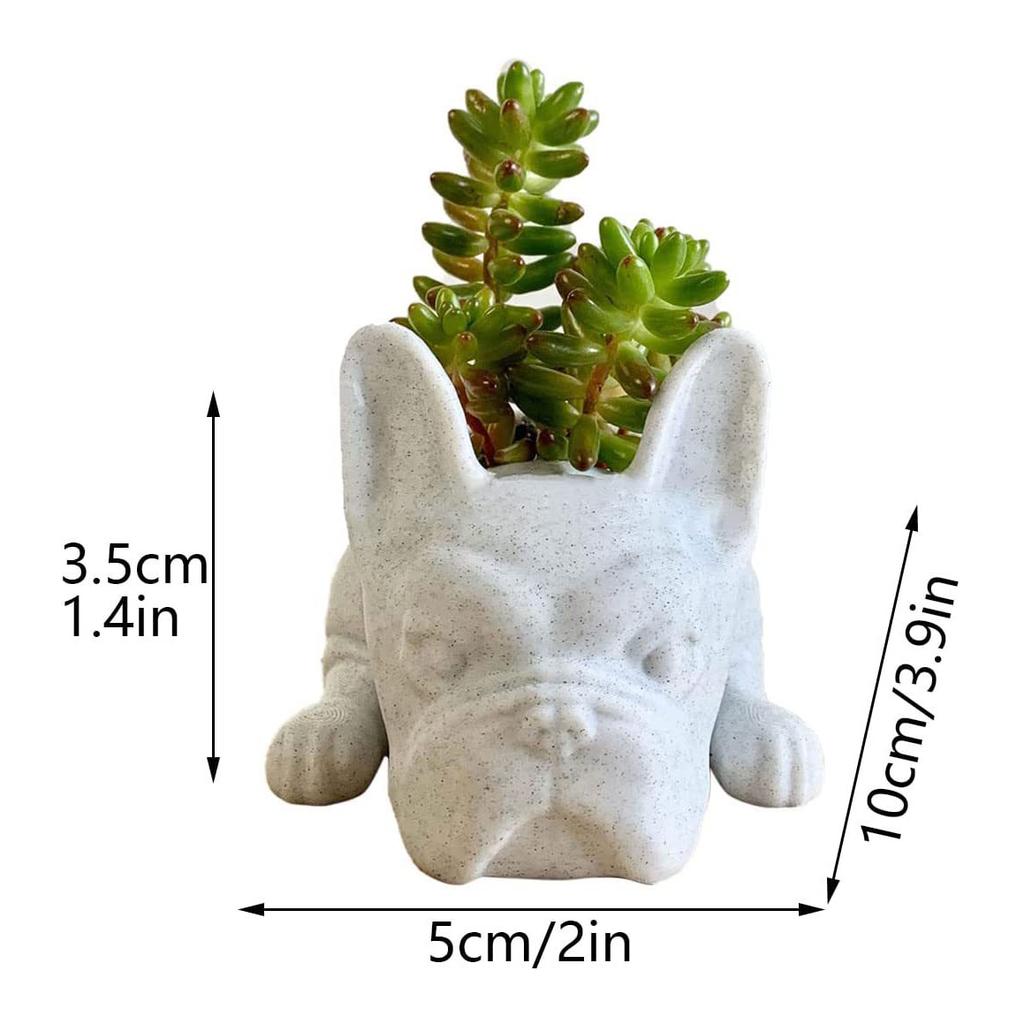 Resin Dogs Succulent Planter French dogs Shape Flower Pots Cute Bonsai Flower Pots Succulent Mini Puppy Planter For Home Garden Decor