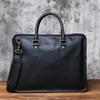 NZPJ Vintage Genuine Leather Men's Briefcase Natural Cowhide Handbag Crossbody Leisure Commuting Computer Bag for Men