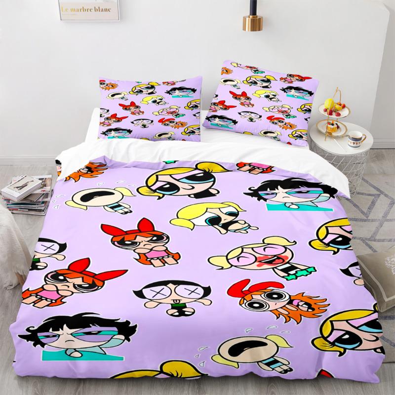 Wykwintna Tapeta 3D Powerpuff Girls Anime Cyfrowy Druk Pościel Zestaw Poszewka na Kołdrę Kołdra Łóżko Młodzież Dzieci Dziewczynka Chłopcy Prezent