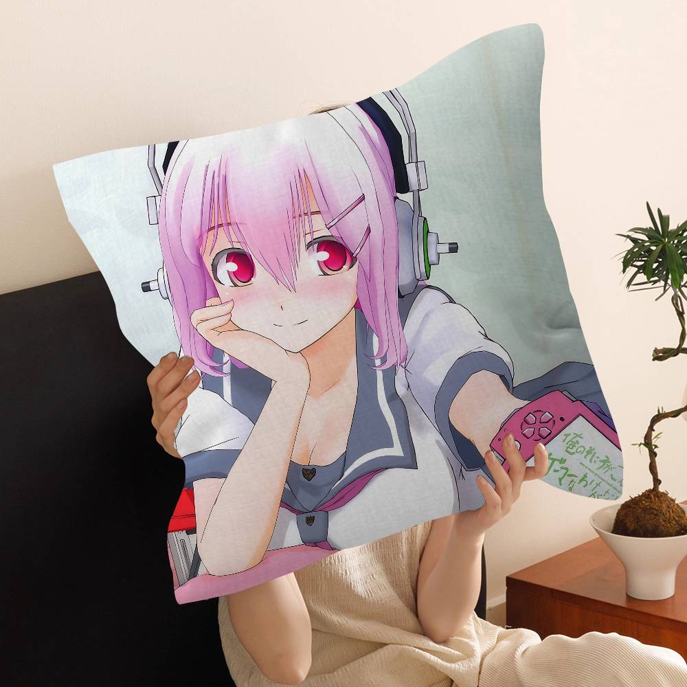 SSuper Sonico Personalized Pillow Dust Cover Bedroom Kids Party Decoration Pillowcase Birthday Children Gift