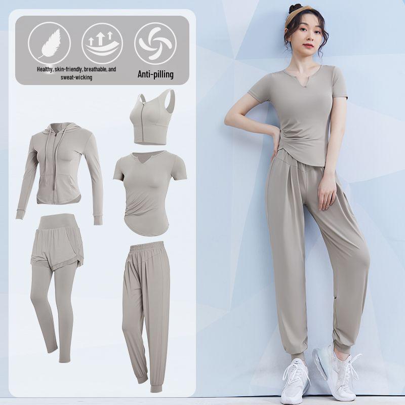 Women's Spring/Summer Yoga Suit Set - Short Sleeve Activewear for Outdoor Runs, Pilates, and Fitness Training