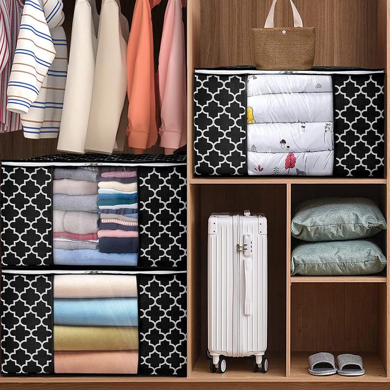 3PCS Large Clothes Storage Bags Ziped Organizer Underbed Wardrobe Cube Closet Boxes