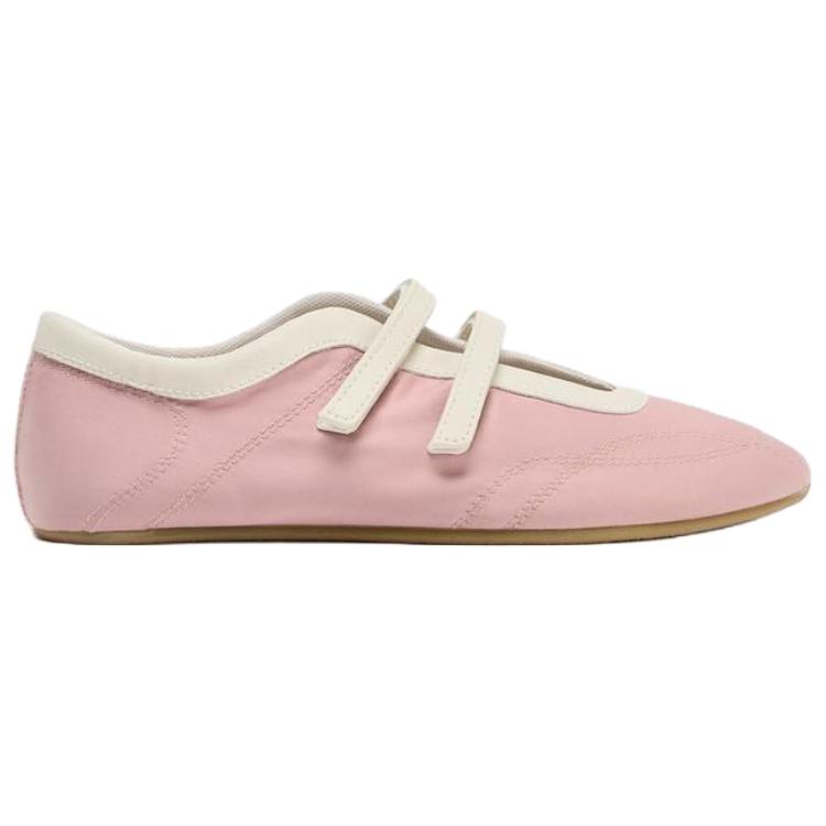 Zara Fashionable Comfortable Versatile Casual Simple Satin Texture Effect Stitched Detail Mary Jane Shoes Women shoes Rose-Red 5203610050