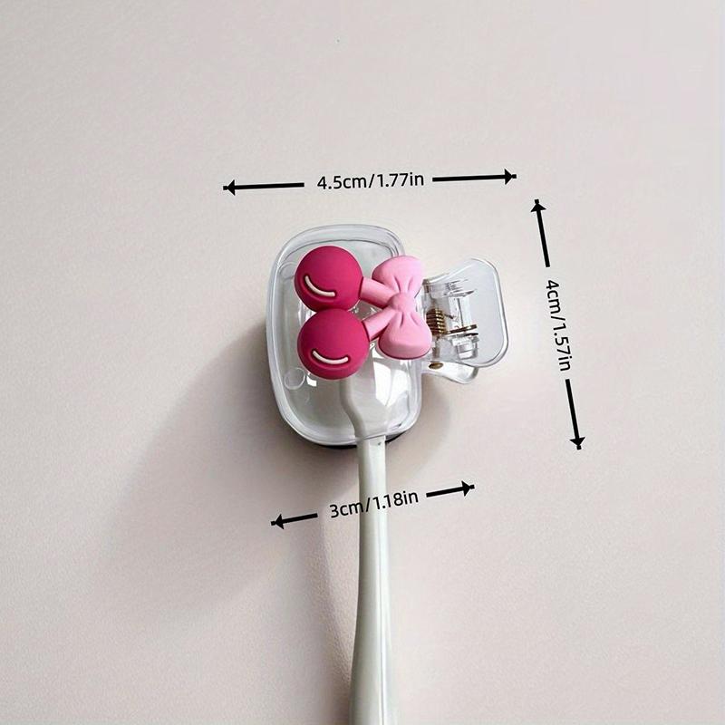 Cute Cherry Design Toothbrush Holder Cherry Pattern Protects Toothbrush Head Features Dual Holes For Drainage And Ventilation