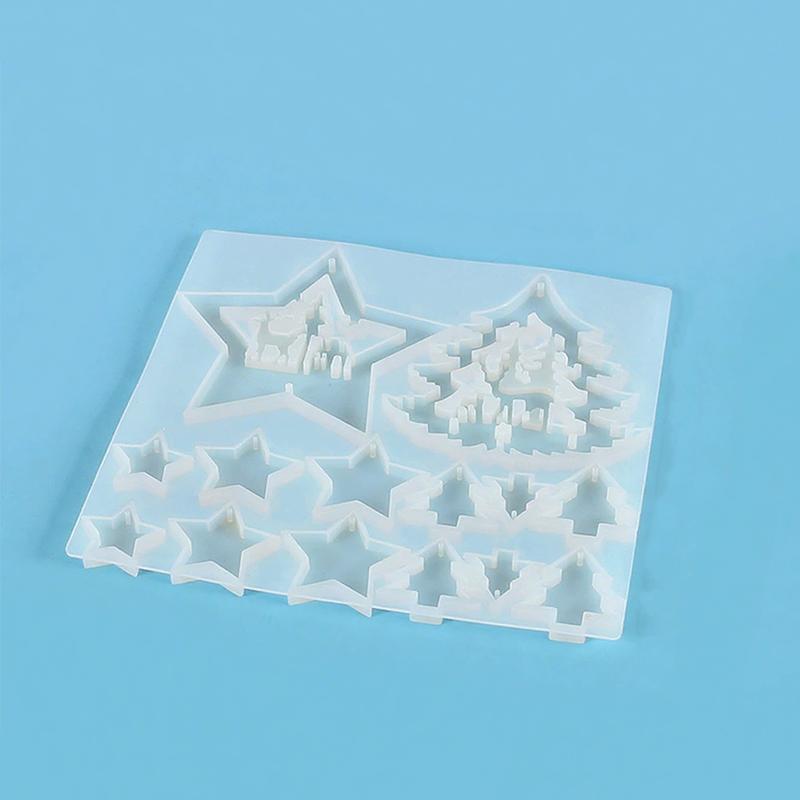 

WTEMPO Сделай сам смола силиконовая форма Рождественская елка Пятиконечная звезда Дизайн узора Подвеска Форма для изготовления Праздничный Наружный Внутренний Декор Орнамент Форма для изготовления 1pc белый