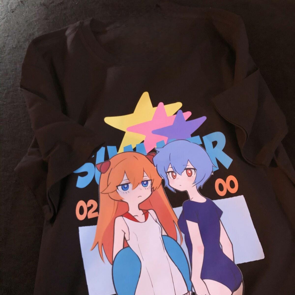 

Adult and Children Parentchild Couple Harajuku Style Y2K EVA Asuka Ayanami Rei American Retro 3D Printed Short Sleeve S