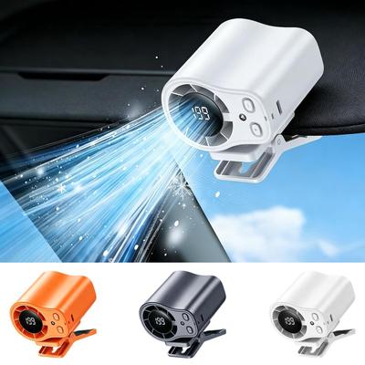 Universal Cooling Car Fan USB Rechargeable Clip On Portable Desk Fans with LED Display 360 Rotation Quiet for Car Camping