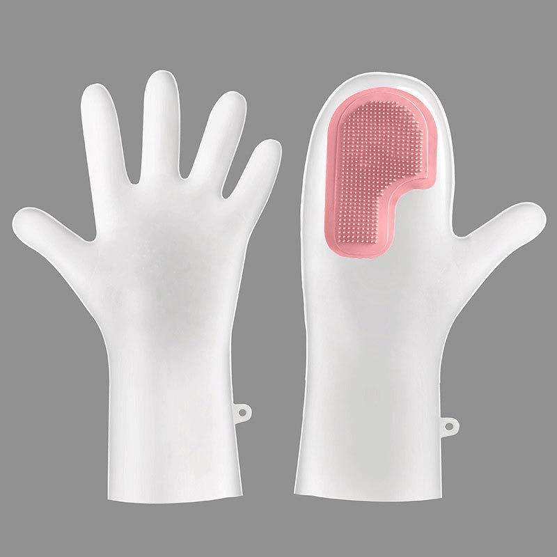 

1 Pair Waterproof Silicone Cleaning Gloves with Scrubber Brush for Kitchen Dishwashing Laundry Housework 2 pieces(single side)