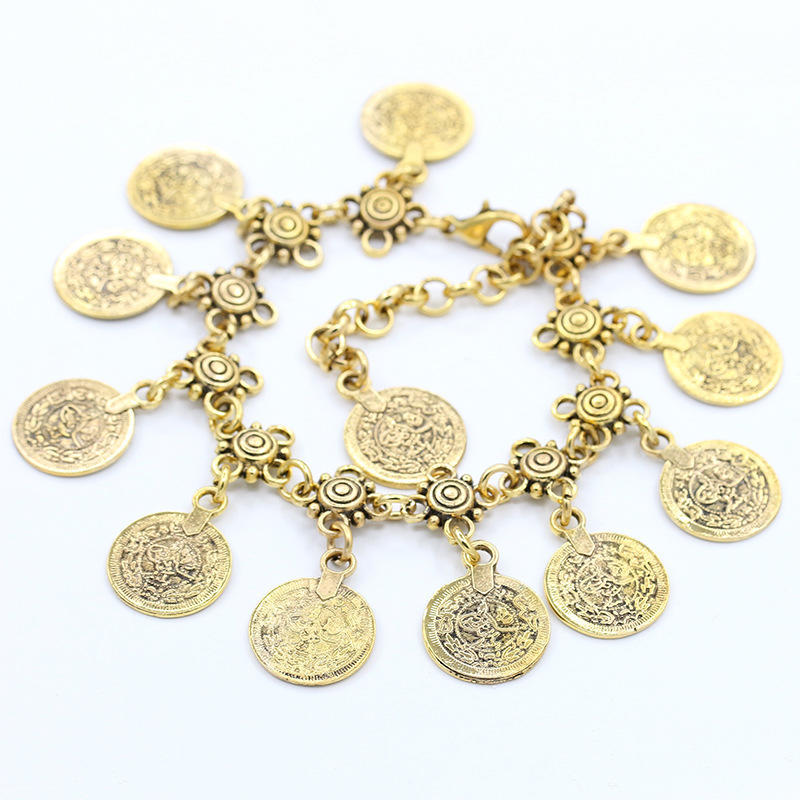 Vintage Bohemian Metal Tassel Barefoot Beach Foot  Anklet Luxury Charm Coin Ankle Bracelet for Women Friendship Jewelry Bijoux