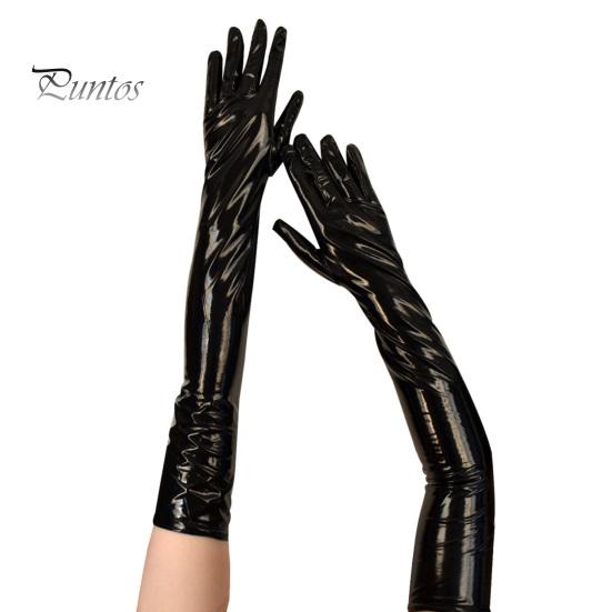 Performance Gloves 1 Pair Nightclub Soft Paint Finish Long Full Fingers Over Women Club Elbow Decorative Patent Leather Punk Style for Party