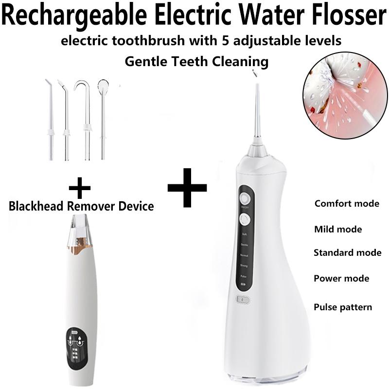 Irygator doustny Water Flosser Przenośny Dentalny Jet Wodny Zbiornik na wodę 320 ml Czyścik do zębów Ładowalny przez USB Wodoodporny