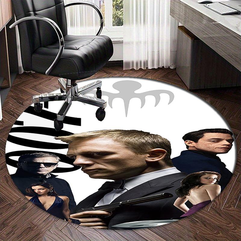 007 James Bond Printed Round Rug Carpet Chair Rug Area Rug Entryway Doormats,for Office Chair Living Room Bedroom Kitchen Room.