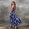 Mode Split Sexig Ärmlös Causal Semesterstil Blommönster Klänning Kvinnor Vår Och Sommar 2023 Halter Long Dress 26017