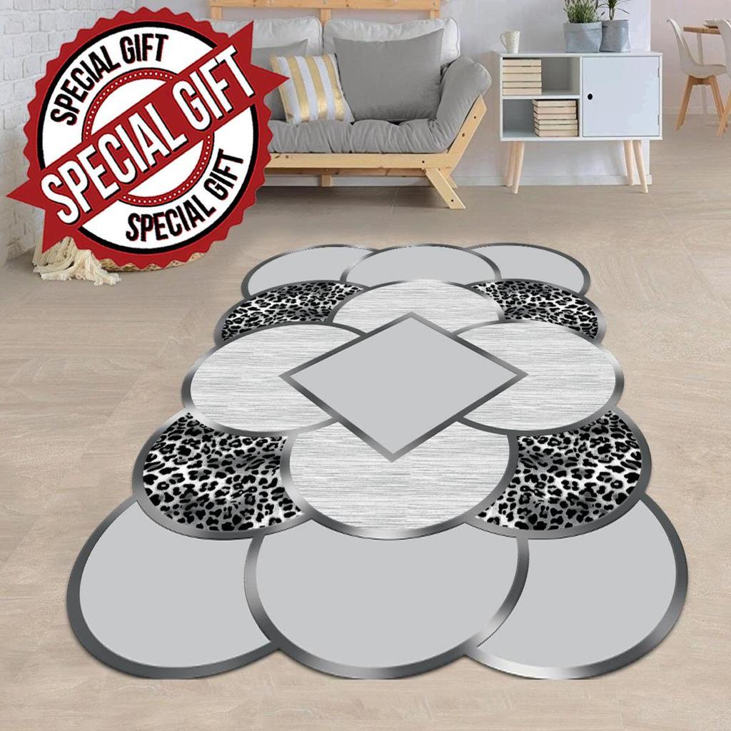 ePeddler Domov Moderní Stříbrný Leopardí Vzor Digitální Tisk Pratelné Protiskluzové Kožené Podložka Nová Generace Obývací Pokoj, Ložnice a Předsíň Koberec