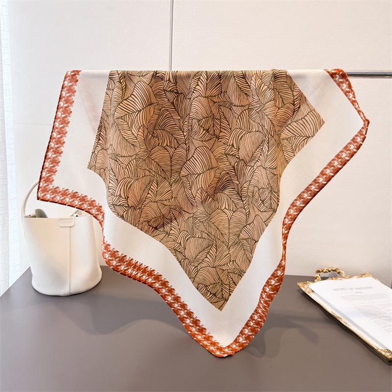 

Коричневый Текстура Листа Узор Елочка Хлопок и Лен Маленький Квадратный Шарф Шарф из Шелка Имитация Бархата Головной Платок Шаль Шарф для Защиты от Солнца 68 * 68cm (1-3cm error)