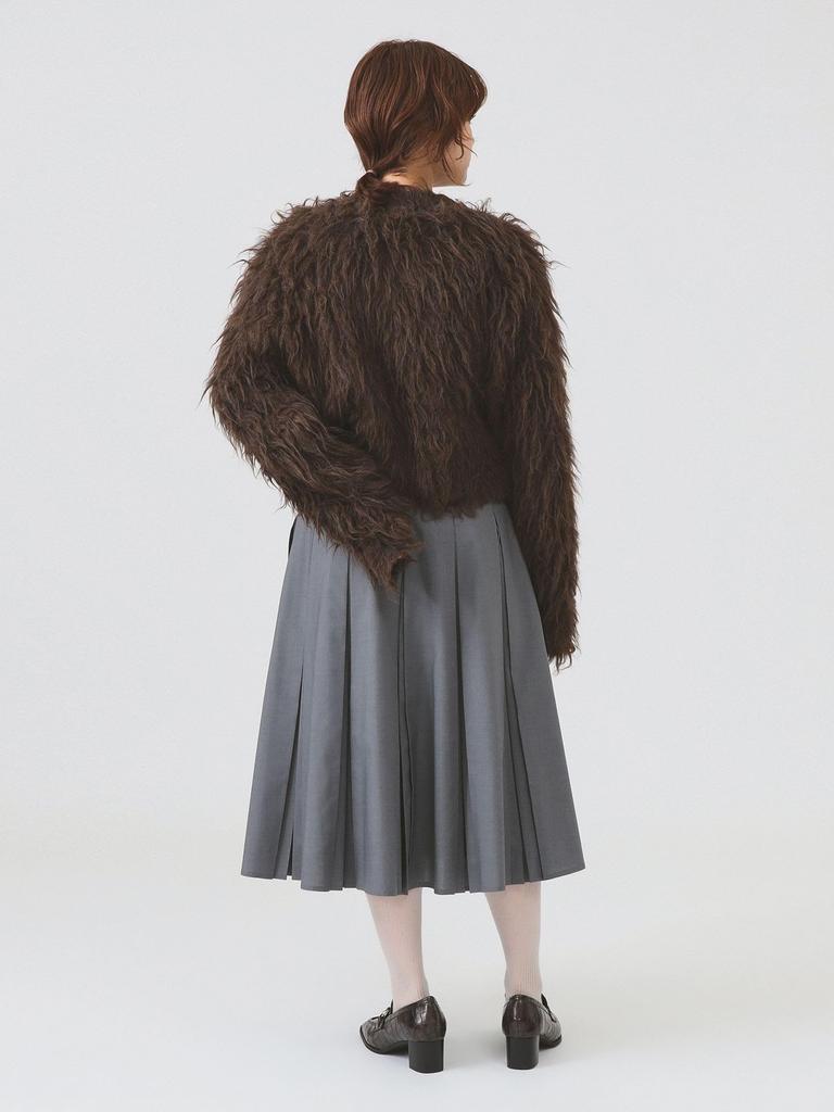 Ray Beams Women's Mix Shaggy Crew Neck Cardigan In Brown, Size 6 (Brown, Free Size)