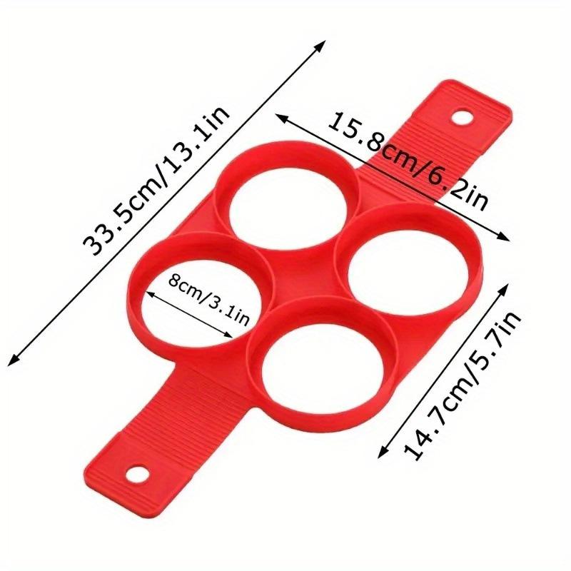 4-Cavity Silicone Pancake Mold Set - Heart/Flower/Square Shapes Egg Ring Non-Stick Baking Tool Cooking Accessories