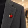 Brooch Pin for Women, Fruit Shape Lapel Pin with Rhinestones Bright Red Glaze And Emerald Leaves, Multi-Purpose Pin for Christmas Gifts Daily Wear