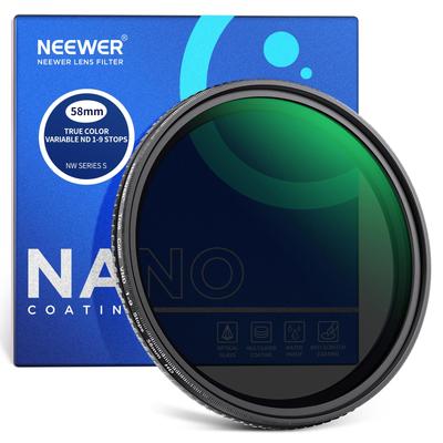 NEEWER 58mm Vrai Couleur Variable Densité Neutre Dur Réglable VND HD Optique Aluminium et Filtre, ND2-ND400 Stops, Filtre, Verre Multicouche,