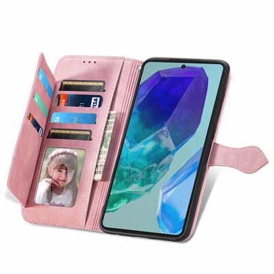 Dla Samsunga Galaxy A16 5G/A16 4G Etui portfel na zamek z paskiem, skórzane PU etui na telefon z kwiatowym nadrukiem