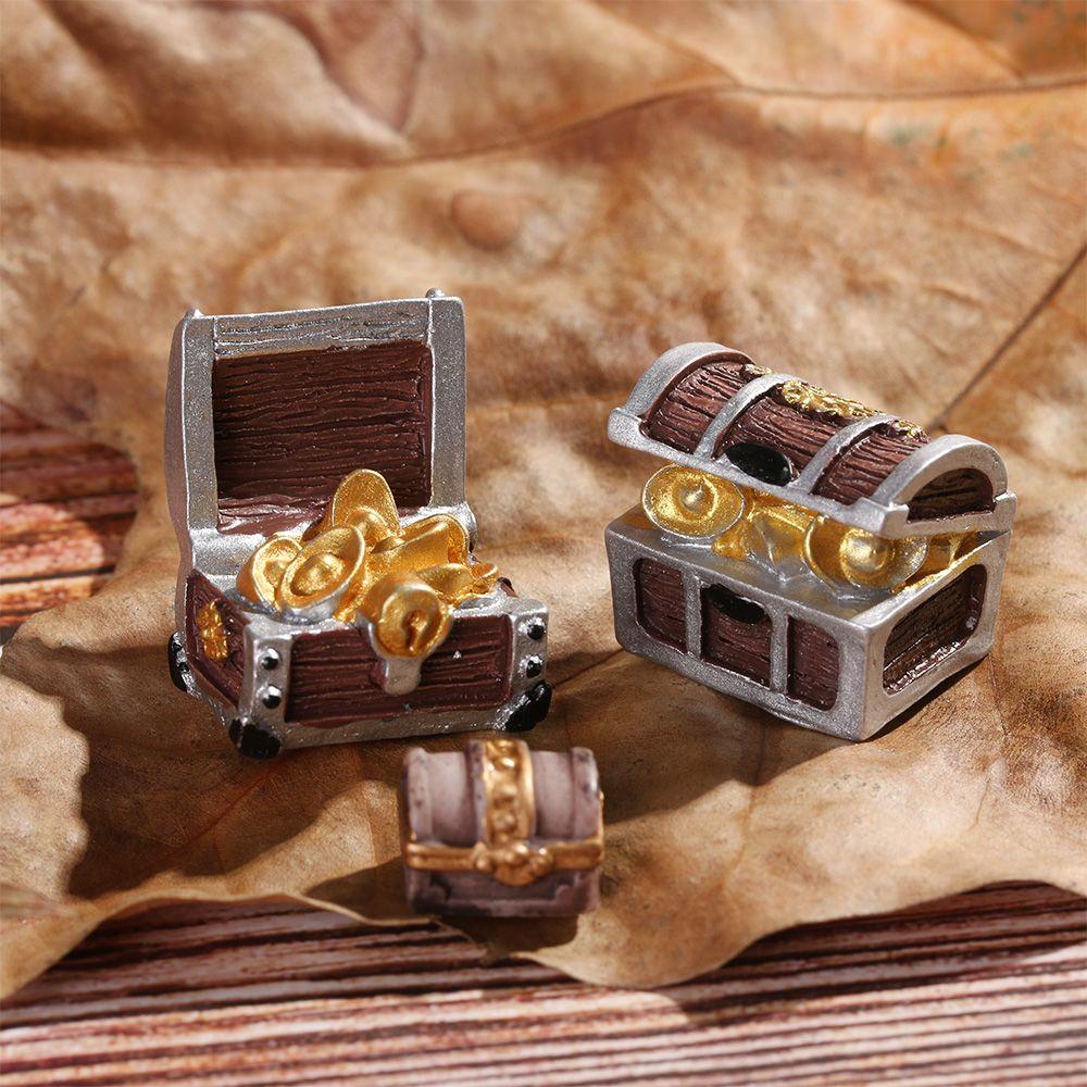 Jewelry Box Pirate Adventure Game Doll House Treasure Chest Figurine Miniature Cashbox Ornament Mini Toys Home Decoration
