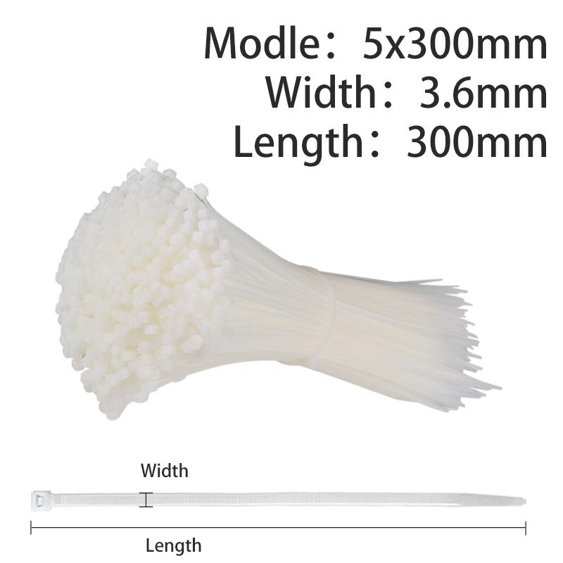 100PCS Self-Locking Plastic Nylon Cable Tie White Fastening Ring 1.9X100  3.5X300 Wire Zip Wraps Strap 2.7*200 Series Set
