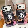 Guitar-playing Panda Pattern Case For iPhone 17 Pro Max Funda iPhone 16 Pro Max 15 14 13 12 11 Air 16E Leather Texture Silicone Cover