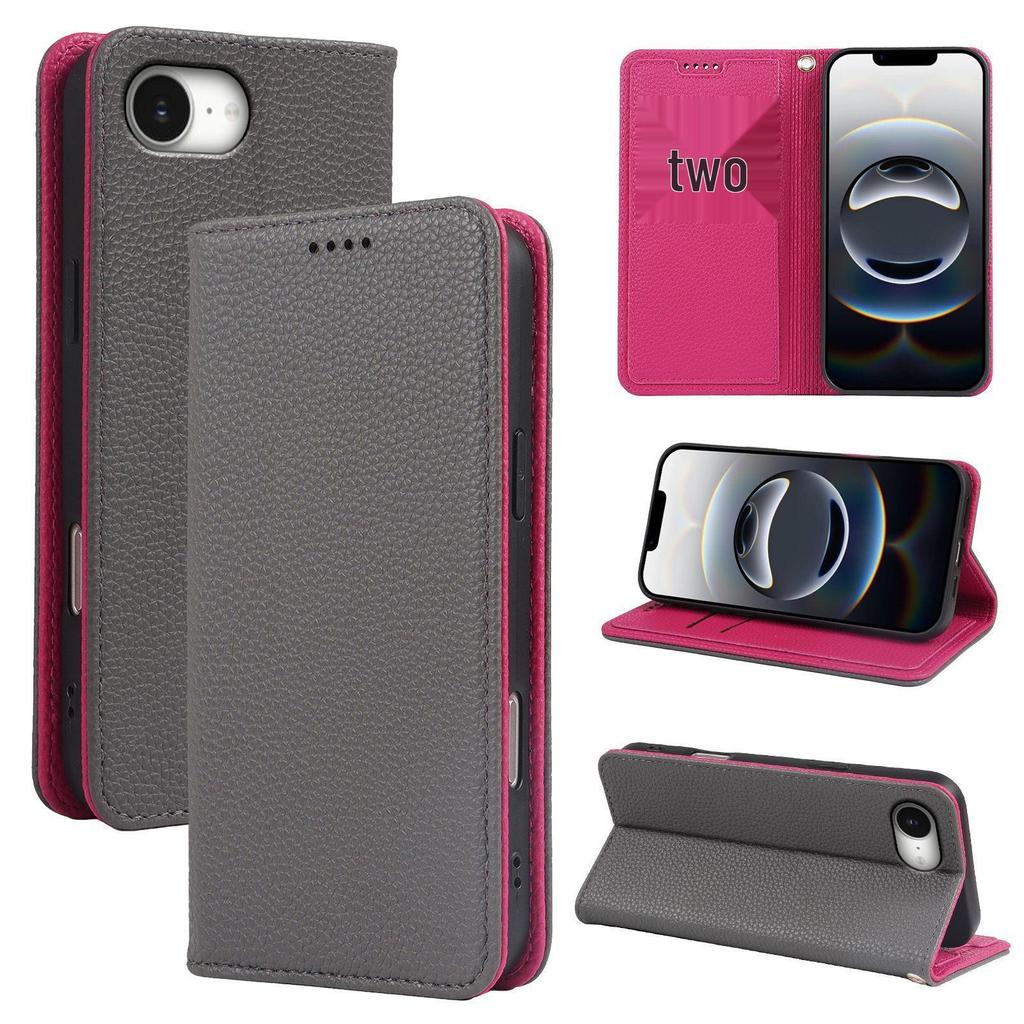 Suitable for Huawei Pura 90 Pro Max: Leather Double Color Lychee Grain Magnetic Phone Case