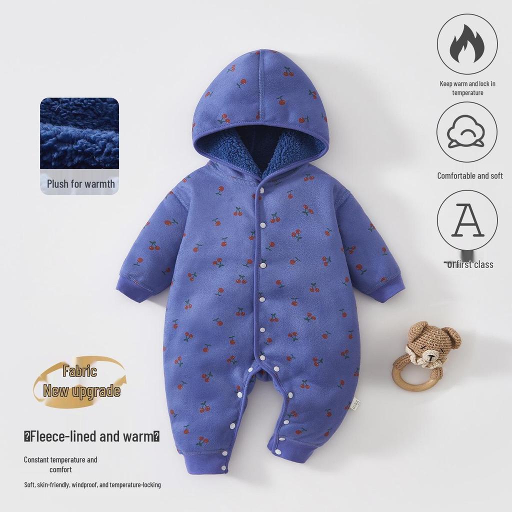 Fleece-lined Baby Romper for Autumn/Winter | 0-1 Year Warm Outing Crawling Suit by Anyang Baby & Children's Wear
