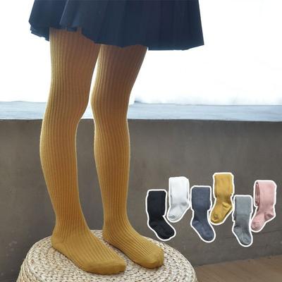 1-9 Jahre Mädchen Einfarbige Baumwollstrumpfhosen Niedliche Baby-Leggings Kinder Gestrickte Strumpfhosen Tägliche Warme Strümpfe Frühling Herbst Neu