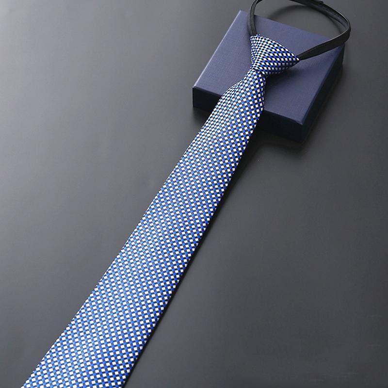 Elegant 8Cm Lazy Ties Blue Black Red Striped Men Shirt Business Dress Zipper Tie Neckties Accessories Wedding Groom