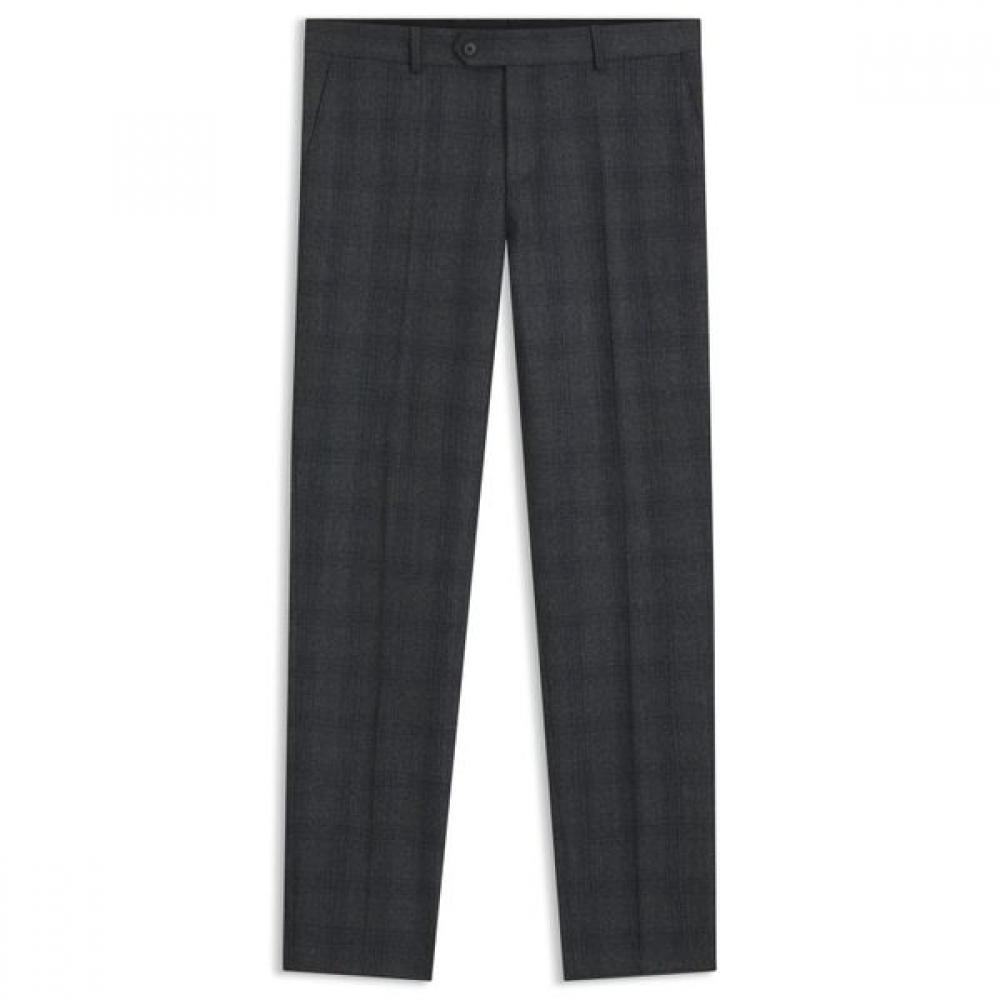 Boss Slim Fit Virgin Wool Check Pants Dark Grey 50557923029 48