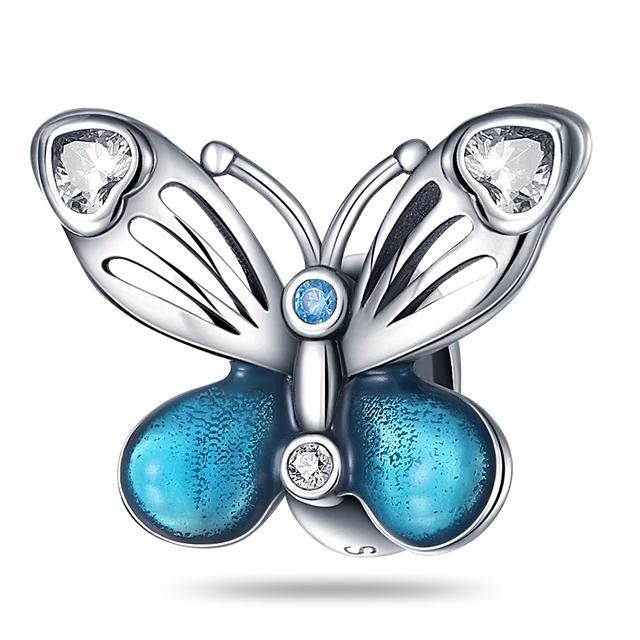 Neue 925 Sterling Silber Blau Murano Bead Stiefmütterchen Blume Baumeln Charme Fit Marke Armband Und Halskette