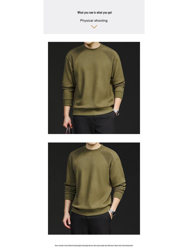 Men's Winter Patchwork Velvet-Lined Warm Round Neck Hoodie