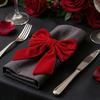 Festive Dining Table Accessories 6Pcs Velvet Bow Napkin Rings, Christmas Fabric Holders, Red Holiday Home Accents Green Rings for Dinner