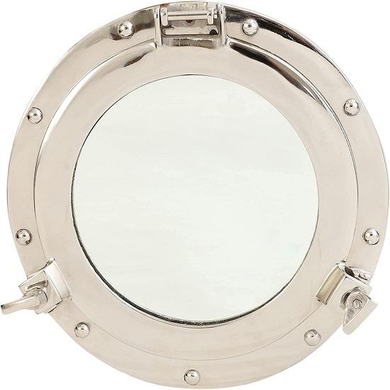Silver Aluminum Nickel Coated Ship's Porthole Window Maritime Wall Hanging