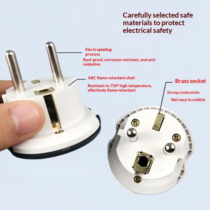 

1Pcs High Quality Universal Au Us Uk Cn To Eu Kr Wall Socket Eu Plug Adapter 16A 250V Travel Adapter Converter 2 Round Socket ONE SIZE
