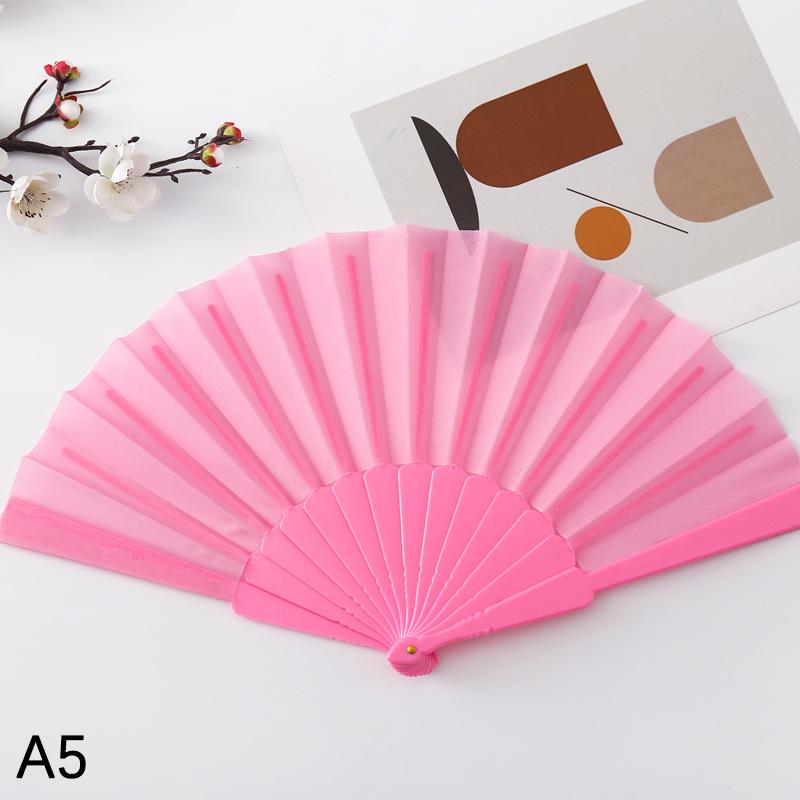 Abanico Plegable Liso de Tela de Seda de 7 Pulgadas Abanico de Varillas de Plástico Abanico de Danza China Color Sólido Taichi Ejercicio Matutino DIY Adornos para el Hogar