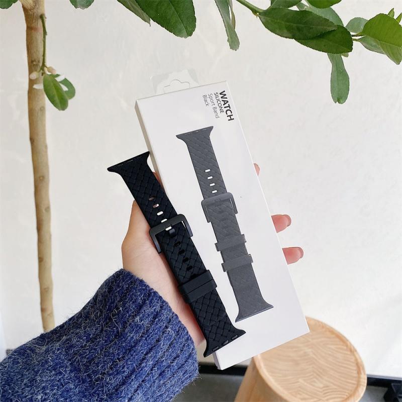 

Для ремешка Apple Watch 49мм44мм 40мм45/41мм 42мм 38мм 44мм Клетчатый силиконовый ремешок-браслет iWatch серии Ultra Ремешок 38/40/41 mm чёрный