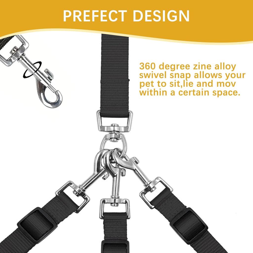 Triple Dog Leash with No-Tangle Design, Adjustable 21.6-31.4 inches, 360° Rotating, Multi-Dog Walker