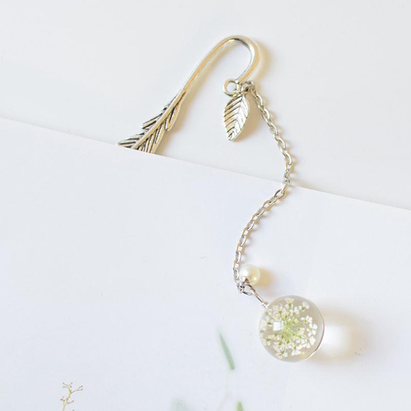 Flower Specimens Bookmark Pendant Metal Book Mark School Office Supply