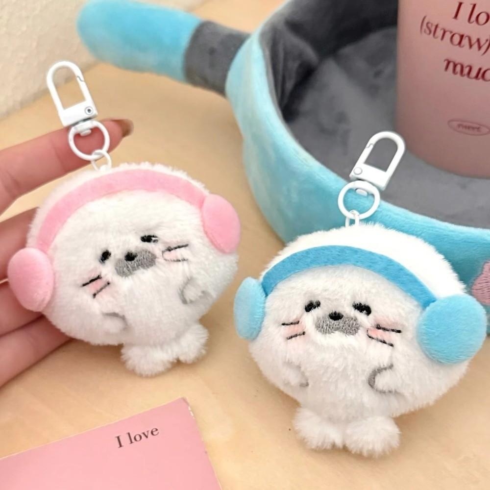 Cartoon Plush Seal Pendant Kawaii Stuffed Doll Pendant Soft Fuzzy Seal Keychain  Backpack